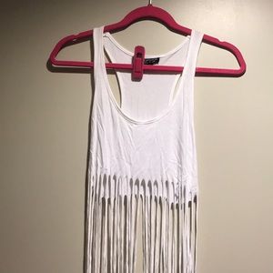 Long fringe crop top